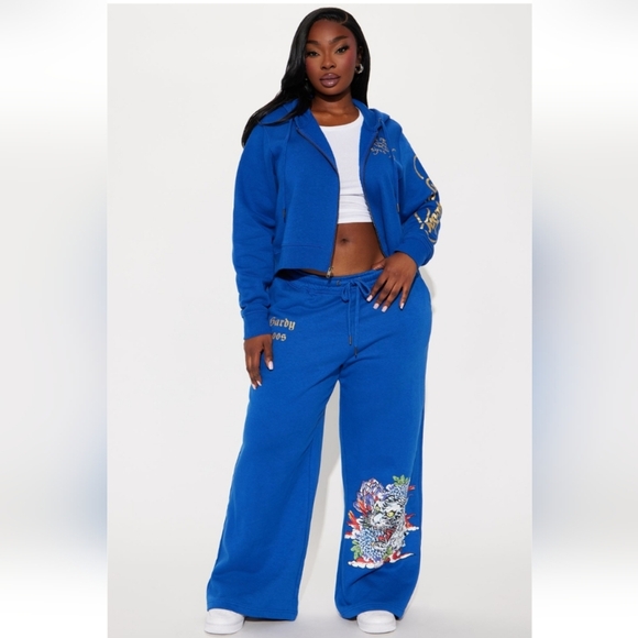 Ed Hardy Tiger Lotus Ed Hardy Zip Front Hoodie - Cobalt Blue Size 1X (NWOT) - Picture 3 of 13